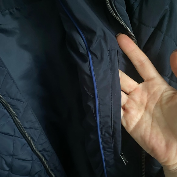 Mens Zara Navy diamond quilted bomber jacket - Picture 9 of 12